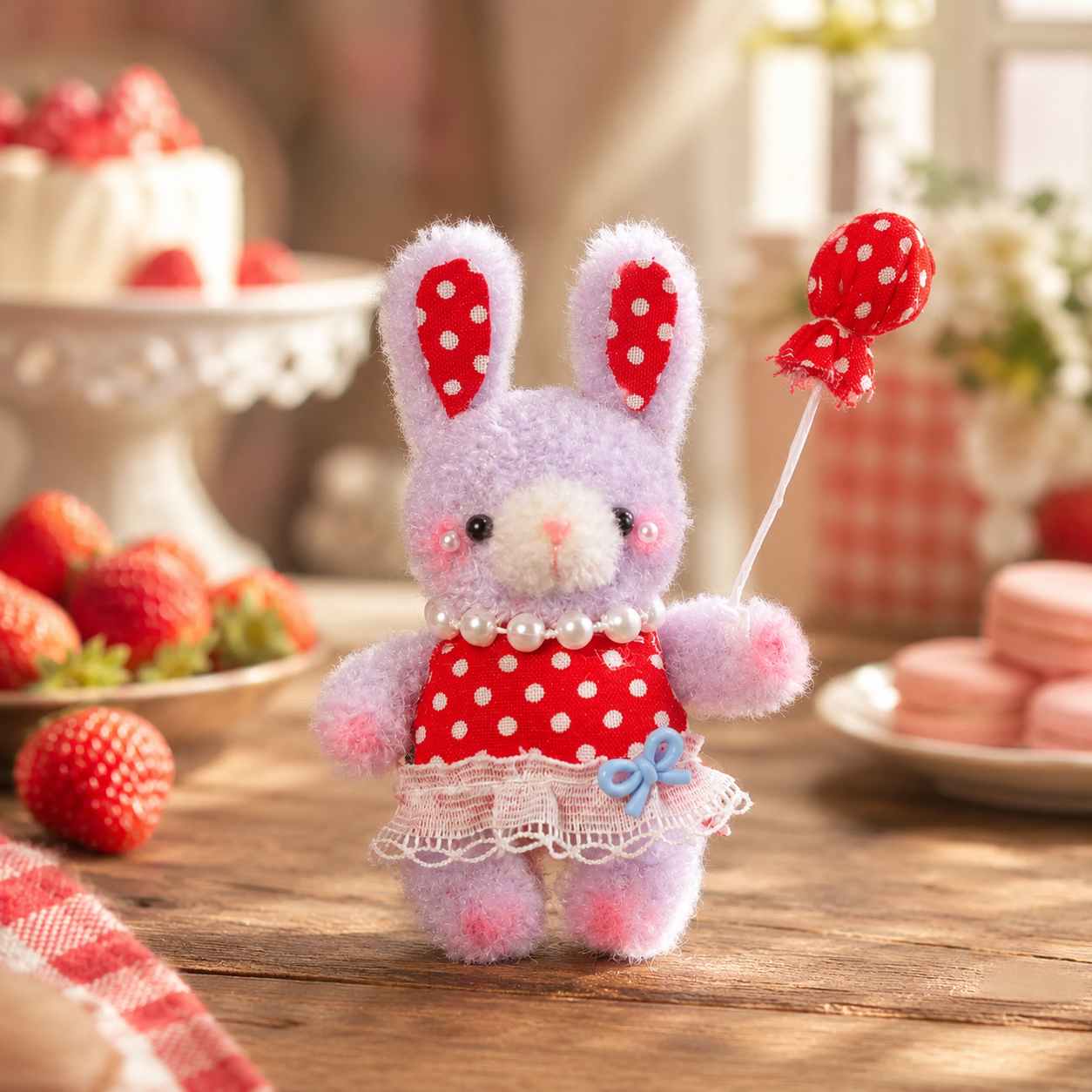 Chenille Stem Bunny Figurine with Polka Dot Dress – The Candy Shop Darling