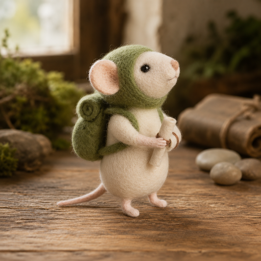 Felted Traveler Mouse Figurine – The Little Wayfarer