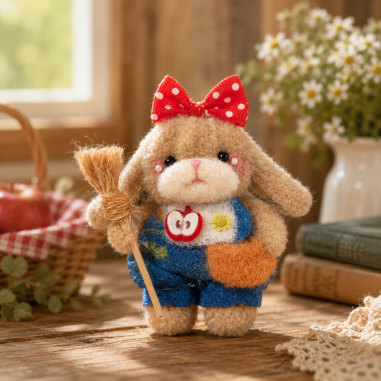 Chenille Stem Bunny Figurine with Broom – The Cottage Keeper