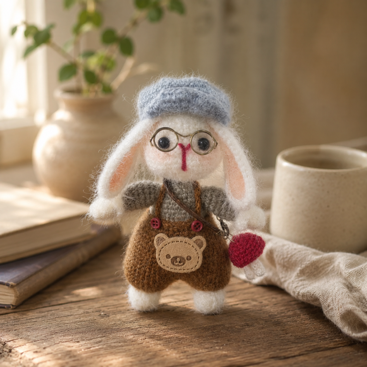 Crochet Bunny Doll with Glasses – The Little Maker