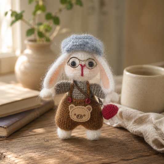Crochet Bunny Doll with Glasses – The Little Maker