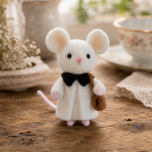 Felted School Mouse Figurine – The Little Scholar