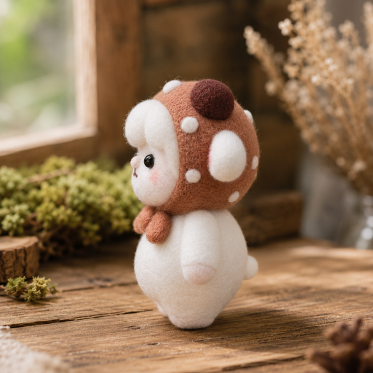 Felted Sheep Figurine in a Spotted Hood – The Woodland Visitor