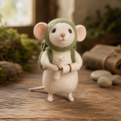 Felted Traveler Mouse Figurine – The Little Wayfarer
