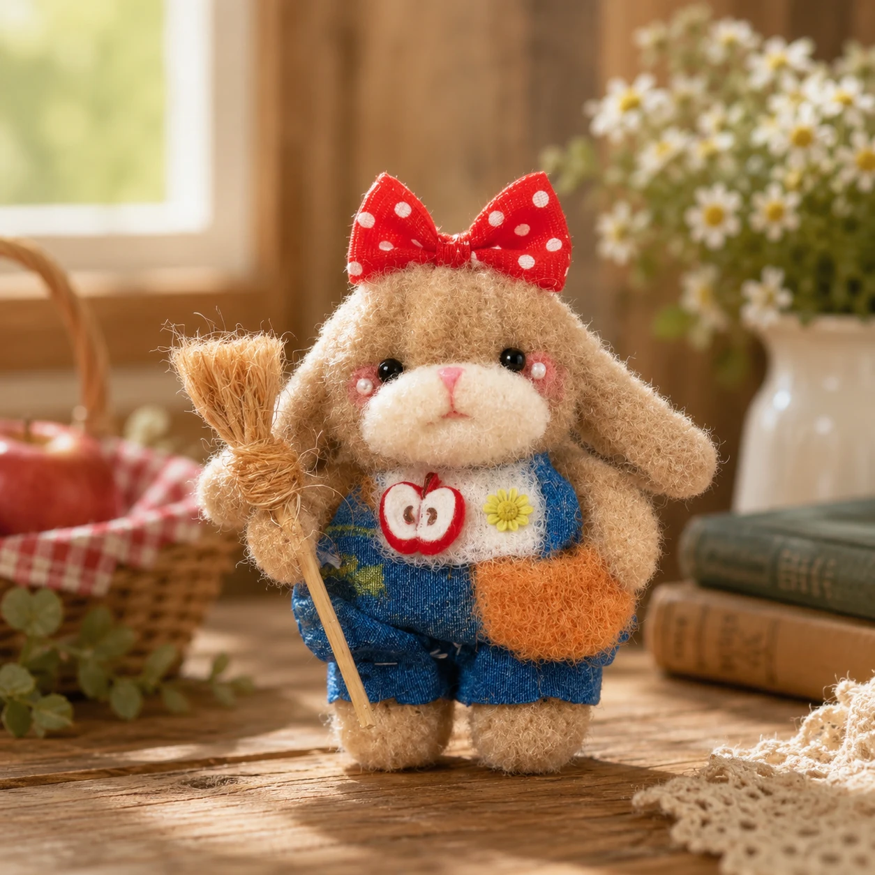 Chenille Stem Bunny Figurine with Broom – The Cottage Keeper